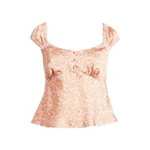 NEW Treasure & Bond Cap Sleeve Satin Floral Blouse Top Women's Mauve Size L